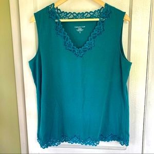 Coldwater Creek, XL lace tank top women’s, dark teal